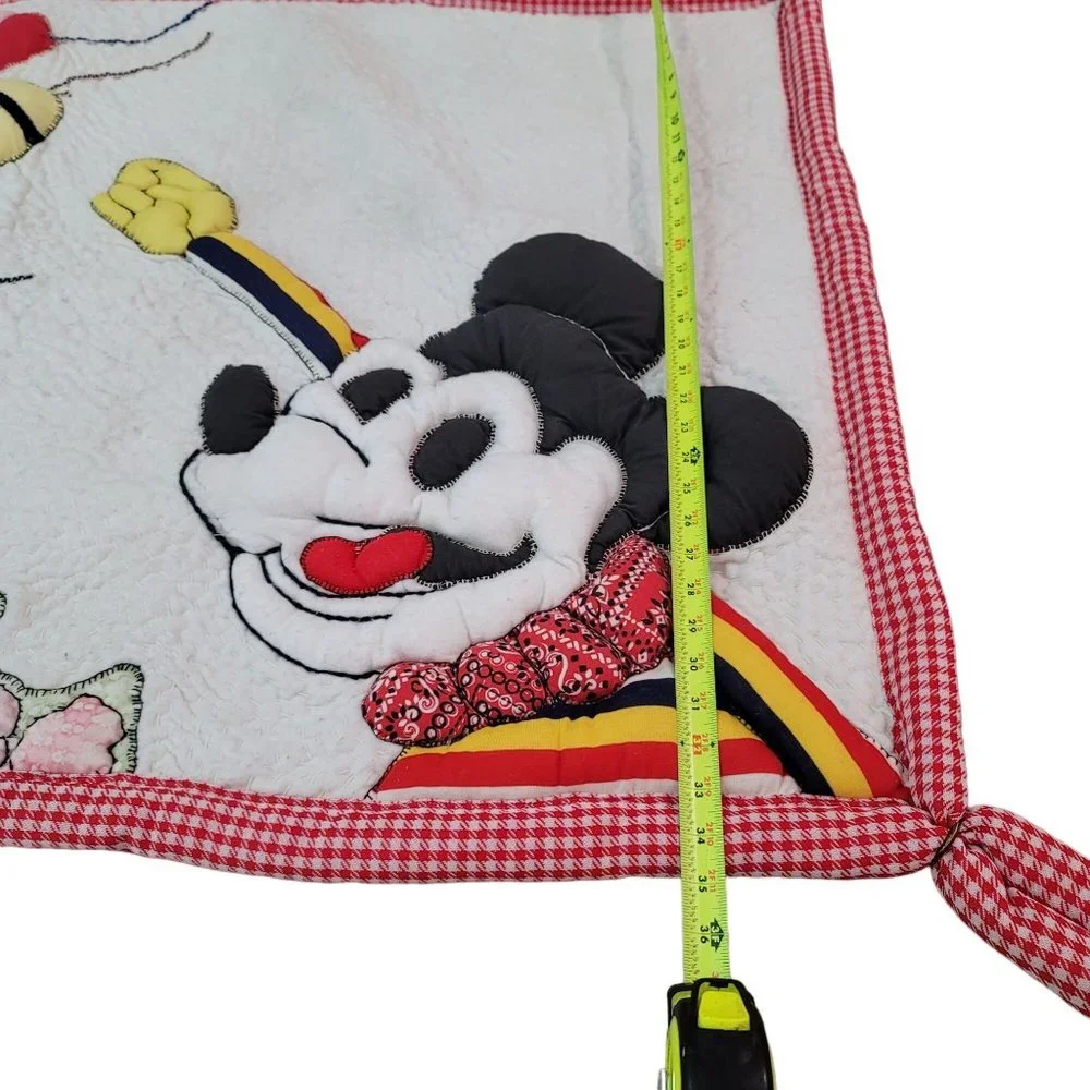 Disney hand made quilted mickey mouse wall tapestry fabric art vintage balloons